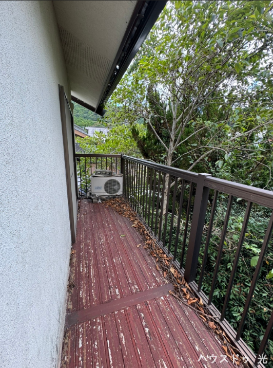 南側に面したベランダ。