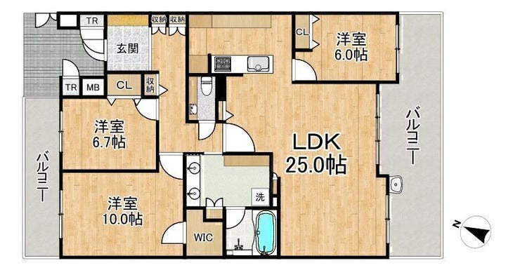 【間取り】
■3LDK■専有面積112.00㎡■バルコニー面積26.04㎡