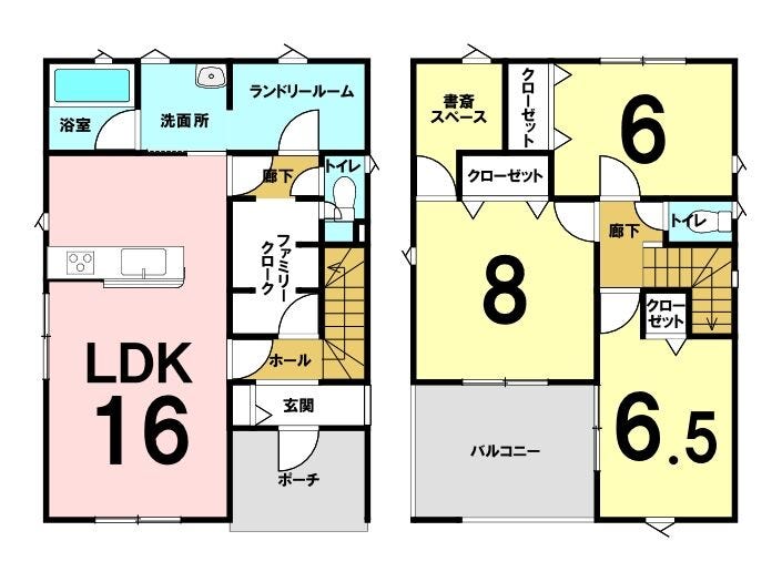 【間取り】
3SLDKの間取り。各部屋に収納があります。