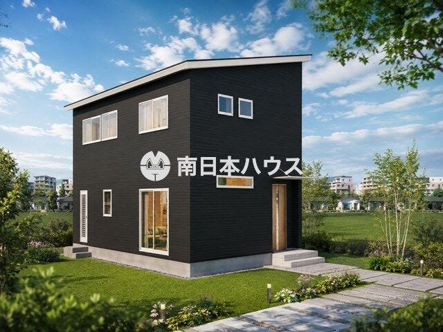 ※掲載の外観パースは図面を基に作成した完成イメージです。建物の形状・色・仕様・外構・植栽・周辺環境等は、実際とは異なる場合があります。