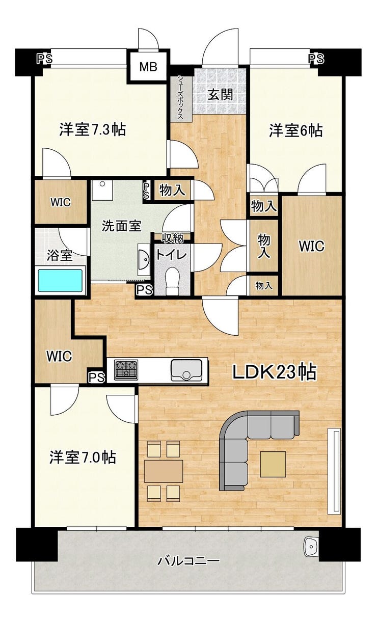 【間取り】
収納豊富です♪現況と相違がある場合、現況優先になります。