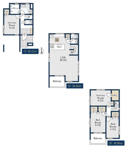 【間取り】
【Floor Plan】
2LDK+WIC+2S
※図面と現況の相違がある場合は現況を優先とします。