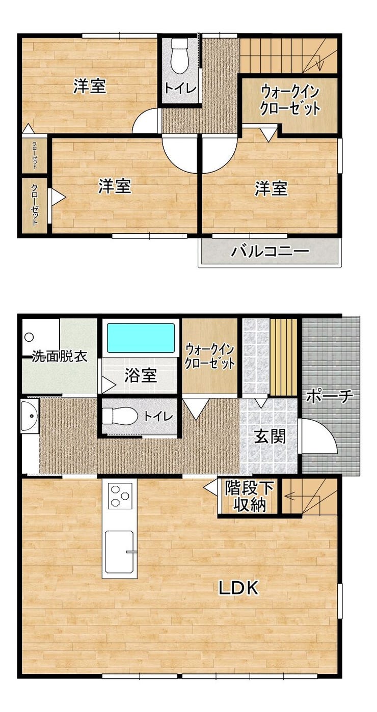 【間取り】
3LDKになっております!
リビング階段のためお子様の成長をずっと見守れます!