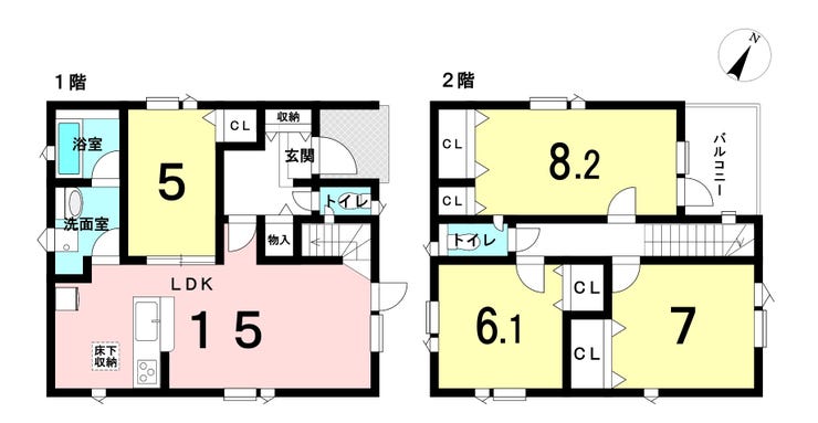 【間取り】
2面採光で日当たり・風通し良好なLDK。コミュニケーションのとりやすいカウンターキッチンを採用しています。各部屋クにローゼットがあり収納力も◎