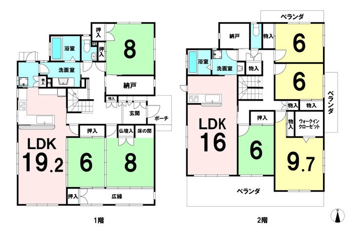【間取り】
二世帯・大家族にも嬉しい、キッチン2箇所。広々とした間取りです。