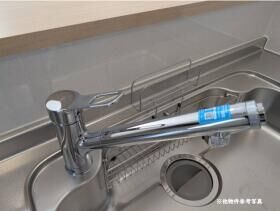【同型タイプの浄水器】
蛇口の先端に浄水フィルタを内蔵しているので、余計な場所を取りません。大きなシンクで洗い物が楽々。シャワーホースが引き出せますので、シンクのお掃除のとき役立ちます。