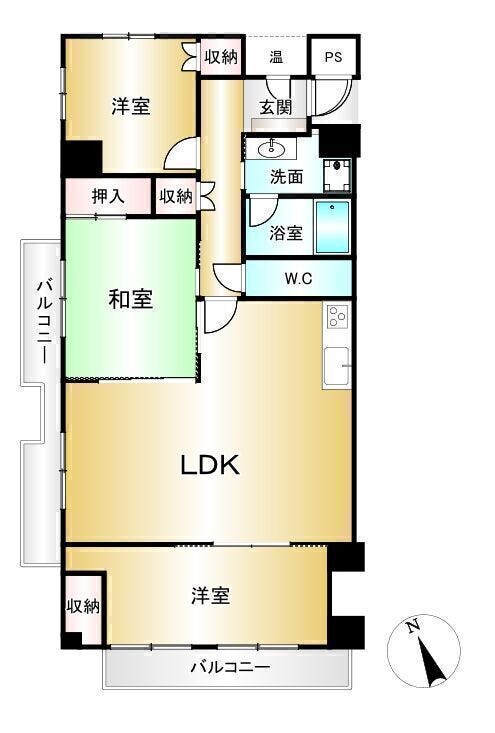 【間取り】
■3LDK■専有面積82.66㎡■バルコニー面積12.84㎡