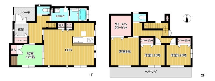【間取り】
【全居室収納付×2階にはウォークインクローゼット】