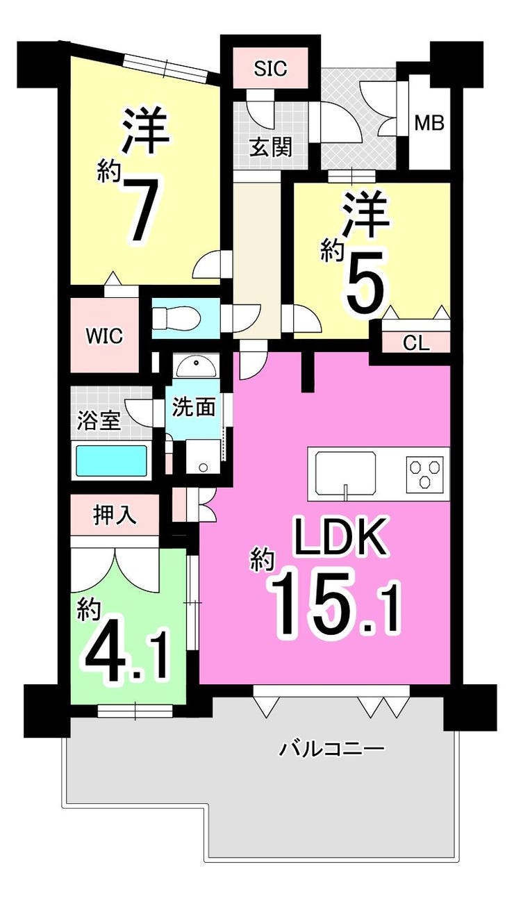 【間取り】
【サンパーク青山テラス 中古マンション】オール電化♪ペット相談可♪オートロック♪