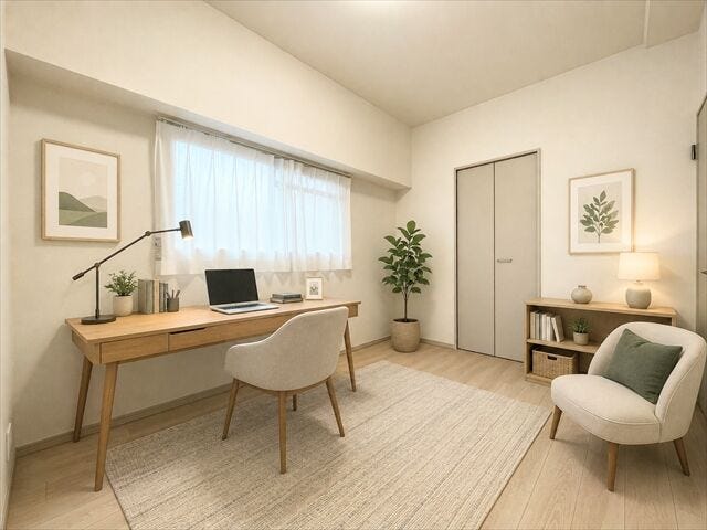 お子様のお部屋や書斎にも使える洋室。
家族構成に合わせて柔軟に活用できます。
※実際の写真に家具や調度品をCG合成したものです。
家具等は販売に含まれておりません。