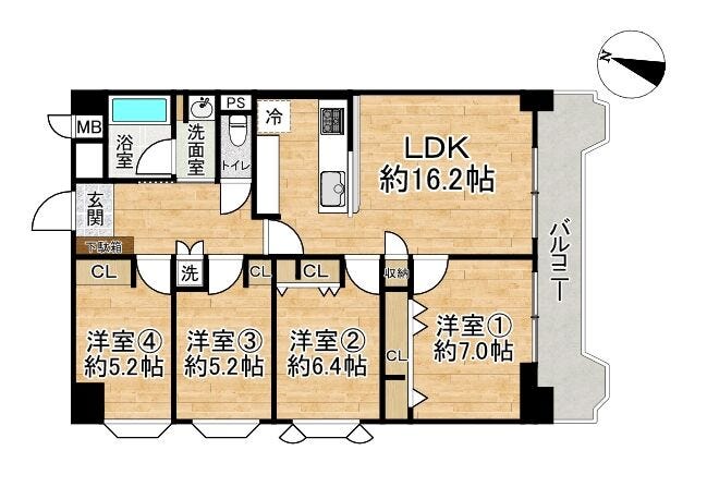 【間取り】
■4LDK■専有面積86.40㎡■バルコニー面積9.75㎡