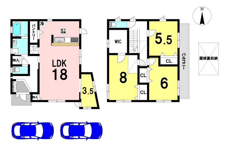 【間取り】
4LDKの間取り
駐車2台可能