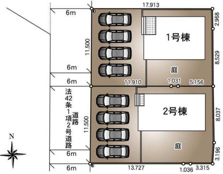 普通車が4台駐車できます