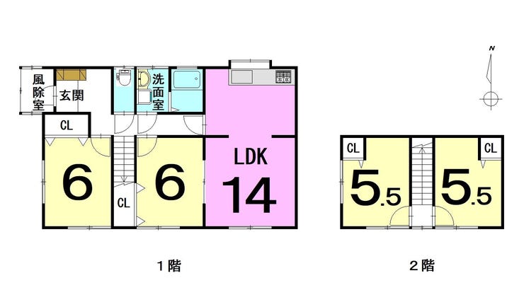【間取り】
南向きリビングで1日中明るい空間。
