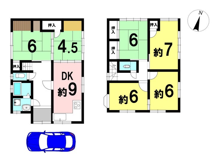 【間取り】
1300万円、6DK、土地面積119㎡、建物面積106.11㎡ 6DKの間取り
駐車1台可能
