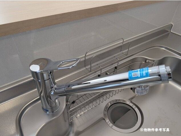 【同型タイプの浄水器】
蛇口の先端に浄水フィルタを内蔵しているので、余計な場所を取りません。大きなシンクで洗い物が楽々。シャワーホースが引き出せますので、シンクのお掃除のとき役立ちます