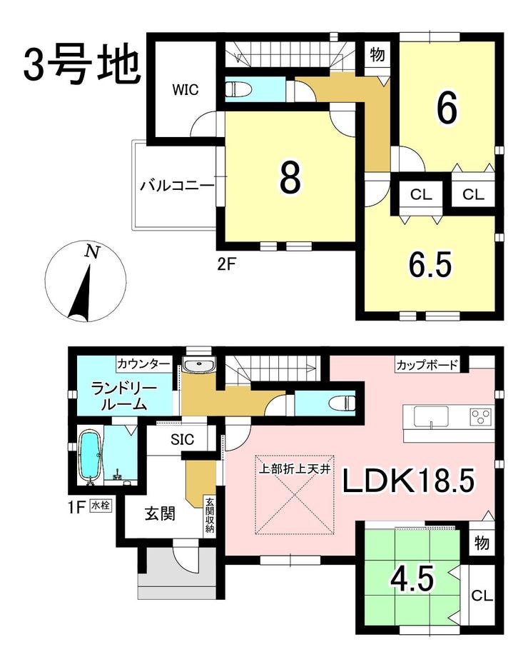 【間取り】
3号地 4LDK+S 土地面積200.96㎡ 建物面積114.06㎡
