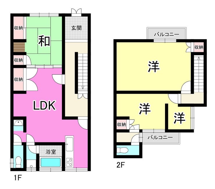 【間取り】
【若松区西畑町 中古戸建】シャンプードレッサー♪追焚機能♪バス1坪以上♪