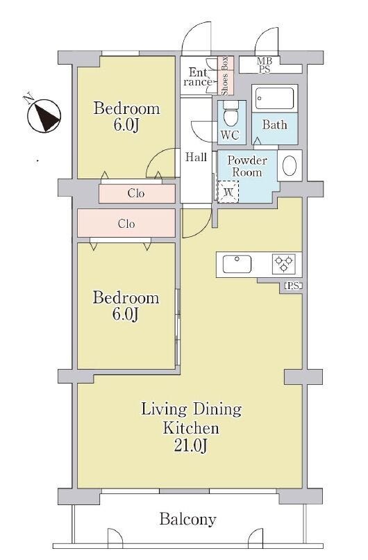 【間取り】
広々とした約21帖のLDK。南西向きで日当たり良好◎あたたかなお部屋でおくつろぎいただけます。
各部屋に収納スペースを確保しています。