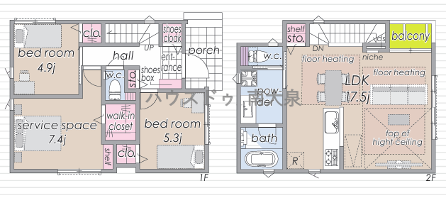 【間取り】
●B号棟建物面積:83.96㎡/2LDKS