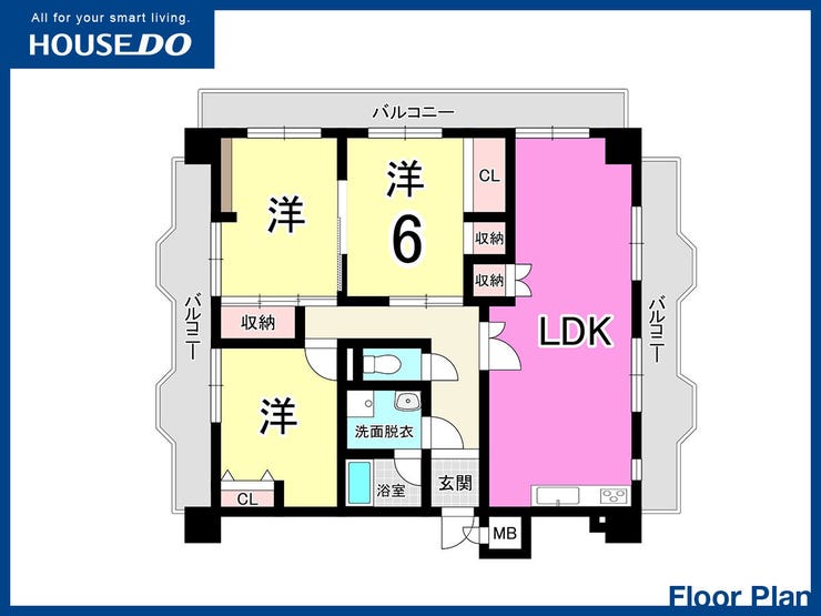 【間取り】
サンモリッツ天籟寺 中古マンション♪角部屋♪ペット相談可♪3面バルコニー♪コンビニまで徒歩約2分♪
