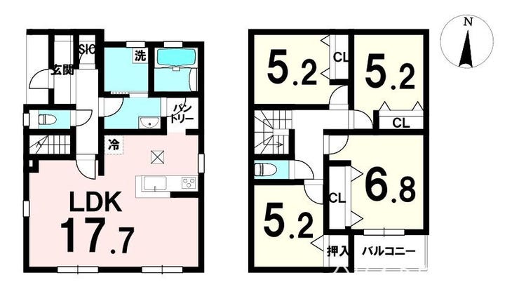 【間取り】
南向き採光と豊富な収納が魅力。和室付きで家事動線も良好な4LDKプラン。