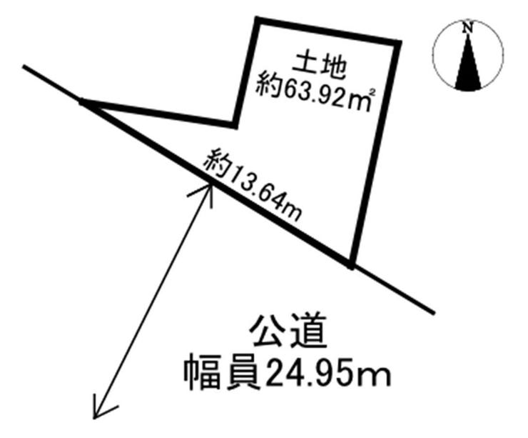 【区画図】
間口約13.64mの開放感を活かしたプランニングが魅力。変形地ならではの個性的な住まいや店舗兼住宅など、多彩な用途をご検討いただけます。