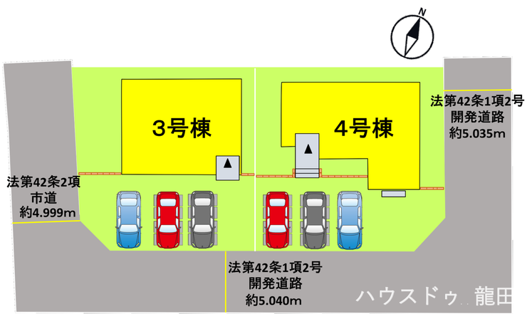 4号棟
土地面積:183.46㎡(55.49坪)
建物面積:107.64㎡(32.56坪)