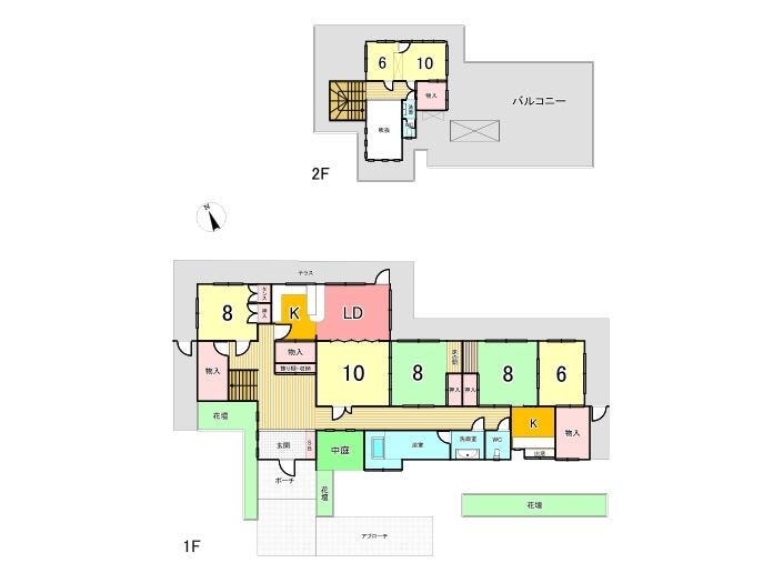 【間取り】
約368坪の広大な敷地!86坪のRC造7SLDKK、二世帯で暮らす邸宅♪屋上+中庭+車3台OK!
