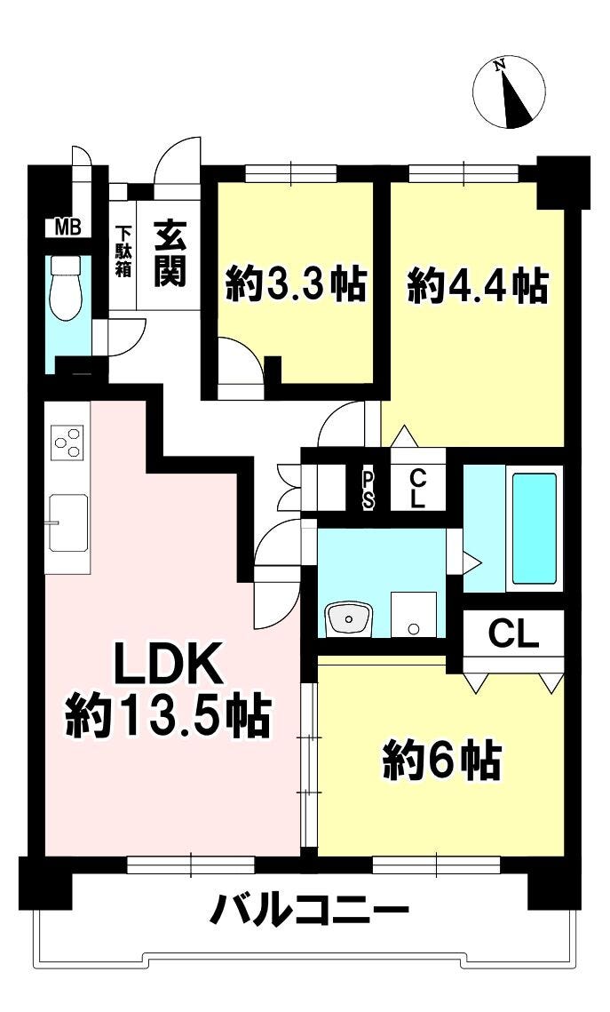 【間取り】
2026年9月下旬リフォーム完了予定!
南向きバルコニー!