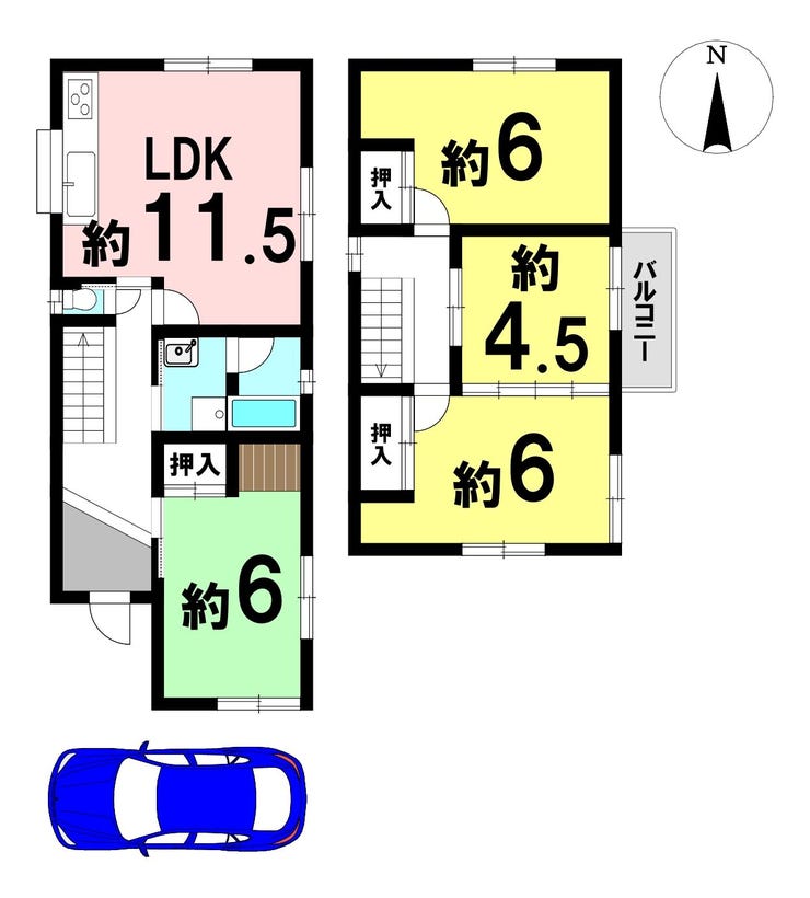 【間取り】
4LDKの間取り
駐車1台可能