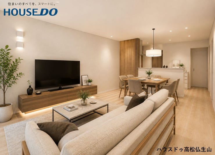 【リビング】
※掲載画像はAIによるホームステージングイメージです。家具・家電・小物はイメージであり、実際には設置されていません。