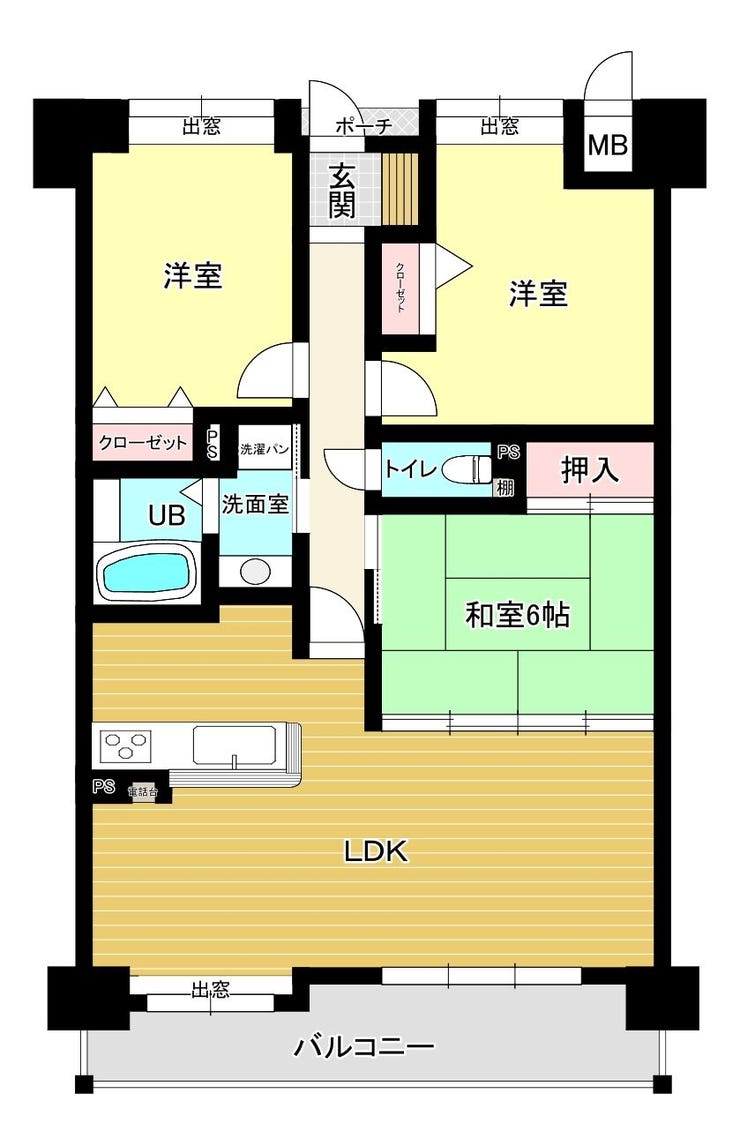 【間取り】
対面式キッチンと明るいLDKの間取りです!