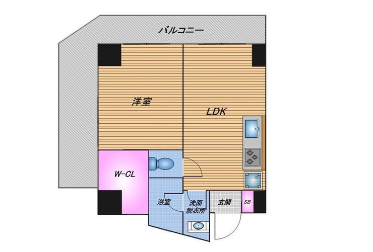 【間取り】
※図面と現況に相違がある場合は現況を優先とします。
1DK9世帯 ネット設備導入済み