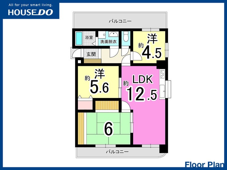 【間取り】
【ソリーナ青山 中古マンション】モニター付きインターホン♪オートロック♪浴室乾燥機♪