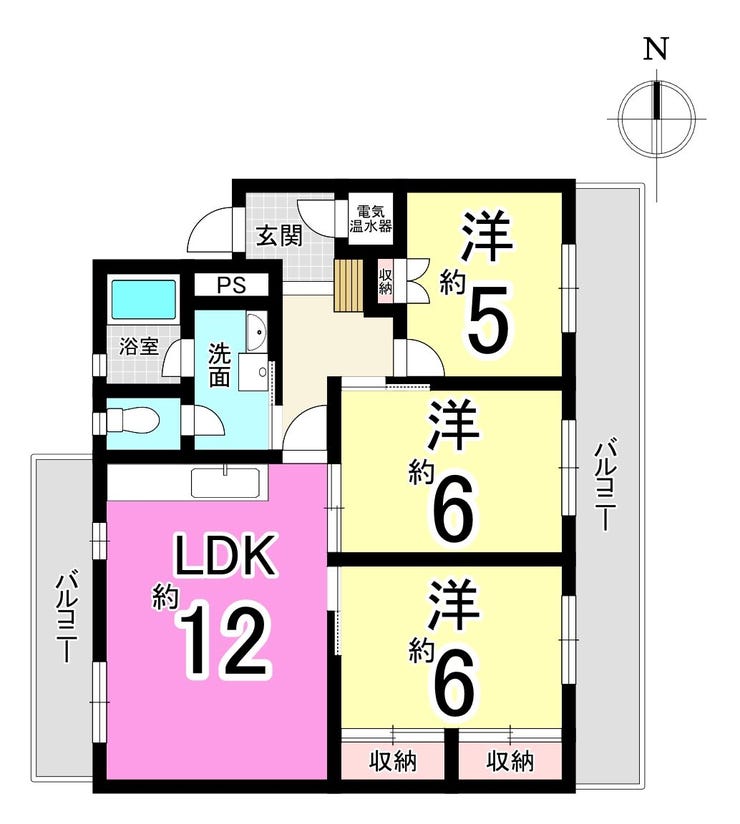 【間取り】
【共立メゾン青山 中古マンション】2026年9月リフォーム♪全居室フローリング♪浴室に窓♪