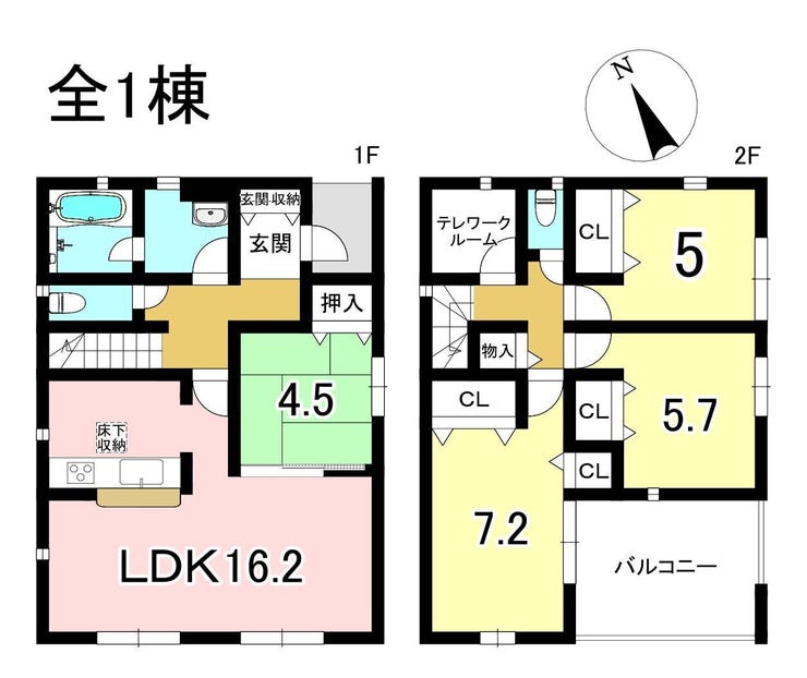 【間取り】
4LDK+S 土地面積180.83㎡ 建物面積95.58㎡