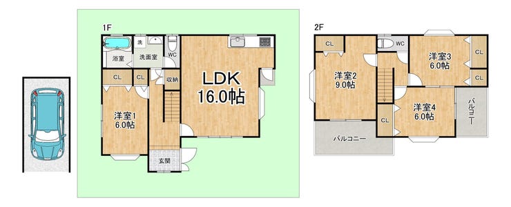 【間取り】
◆2階建て◆4LDK◆土地面積100.00㎡◆建物面積100.98㎡