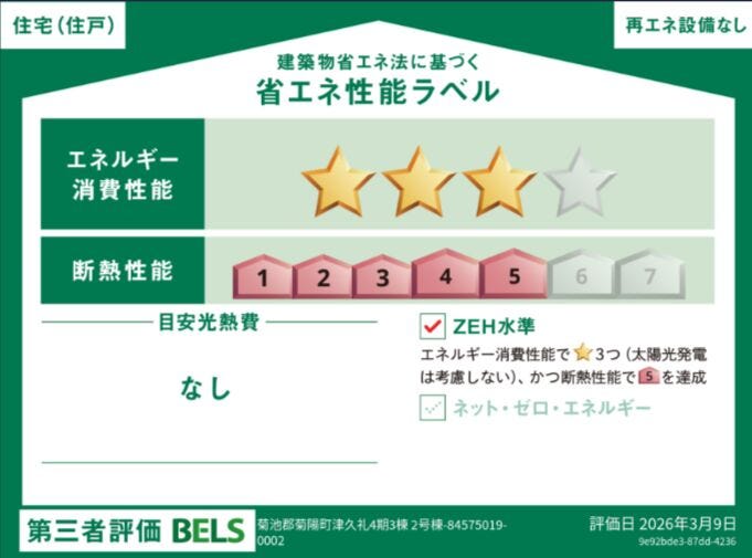 ■省エネ性能ラベル■BELSとは、建築物省エネルギー性能表示制度の略称です。これは建築物の省エネ性能を評価・認証する第三者機関による制度です。