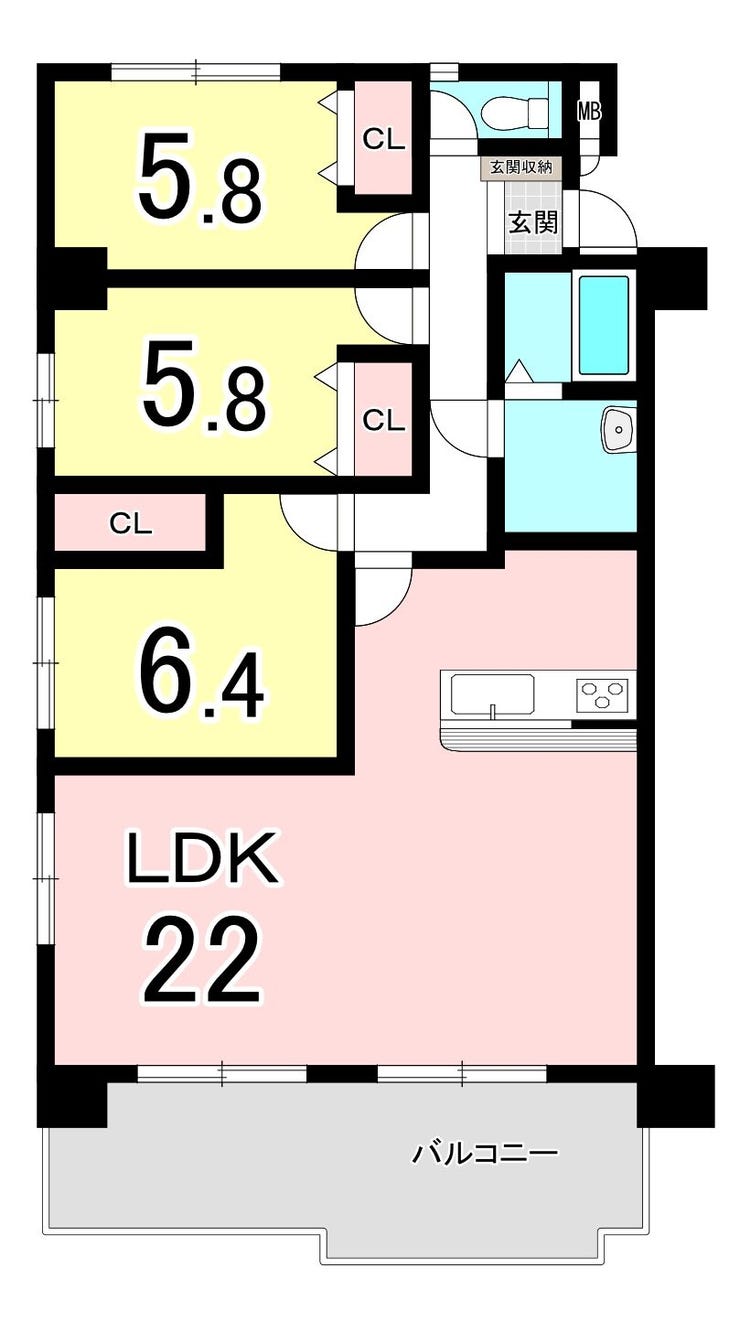 【間取り】
【3LDK】
3つの居室があるため、家族それぞれの個室や寝室、趣味の部屋など、ライフスタイルに合わせた使い方ができます。家族で暮らすのはもちろん、将来の生活スタイルの変化にも対応しやすい間取りです♪