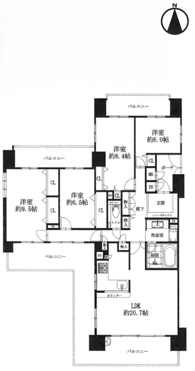 【間取り】
専有面積121m2超!LDK約20.7帖!!最上階・全方位窓有りの角部屋です!