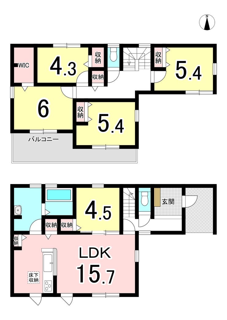 【間取り】
【大家族でもゆったり暮らせる5LDK】
5部屋あるため家族それぞれの個室を確保しやすく、客間や趣味部屋など、ライフスタイルに合わせて活用できます。
将来の家族構成の変化にも対応しやすい間取りです。