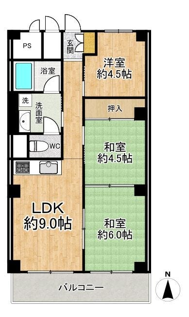 【間取り】
◆3LDK◆専有面積50.22㎡◆バルコニー面積6.48㎡