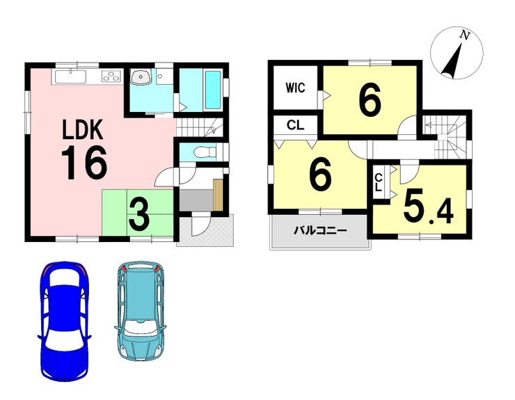 【間取り】
4LDKの間取り
駐車2台可能