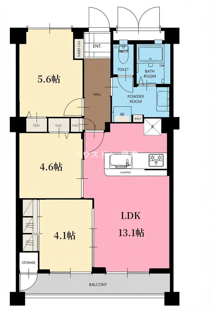 【間取り】
《福岡市東区千早3丁目 中古マンション》
ニュー千早団地四棟
※現況優先