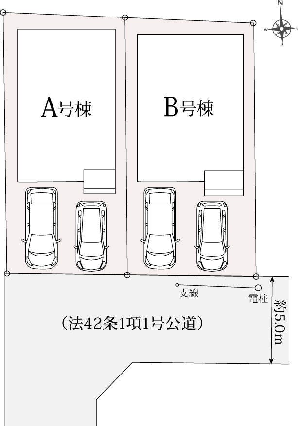 【区画図】
本物件は全2区画中のA号棟です!
並列2台の駐車が可能で、来客時にも安心です♪
前面道路が広く、車の出し入れがしやすい快適な区画で、日々の暮らしがよりスムーズになります!
