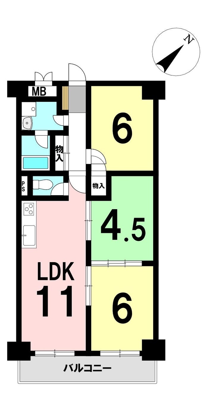 【間取り】
3LDKの間取りです。