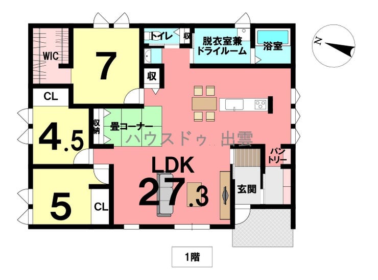 【間取り】
平家のお家です。3SLDKの間取です。LDKが20.8帖あり家族団らんの時間をゆったりした空間で過ごすことが出来ます。