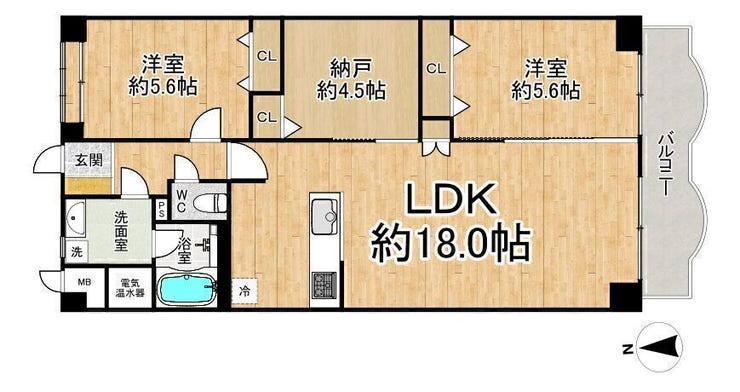 【間取り】
◆2SLDK◆専有面積72.45㎡◆バルコニー面積7.76㎡