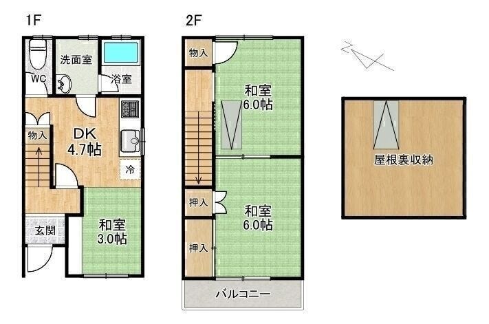 【間取り】
■3DK■土地面積43.87㎡■建物面積47.74㎡